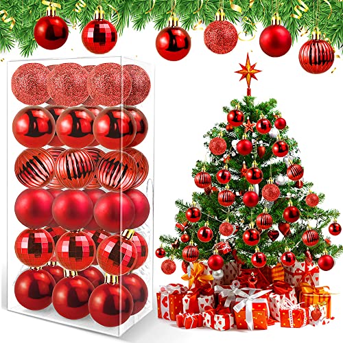 WANTOUTH 36 PCS Esferas Rojas 4cm Bolas Navideñas Inastillables Conjunto de Adornos de Árbol de Navidad