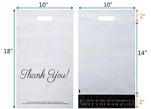 Wanxida 50 Bolsas para Envíos por Correo Sobres, Bolsas de Correo de Plástico 25 x 35 cm + 5 cm + 6 cm, con diseño de asa "Thank you"