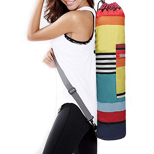 WANYIG Bolsa Esterilla de Yoga Lona Yoga Mat Bag Bolsas para Colchoneta de Yoga con Cuerda y Cinta para el Pelo Estampada para Gimnasio(Color 7)