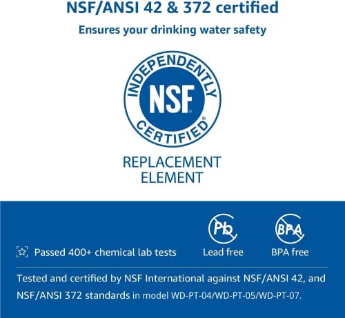 Waterdrop WD-PF-01A Plus Filtros de Repuesto Certificados por NSF Para Todos los Sistemas de Filtración de Jarras de Agua, Duran Hasta 3 Meses o 757 Litros (Paquete de 3)