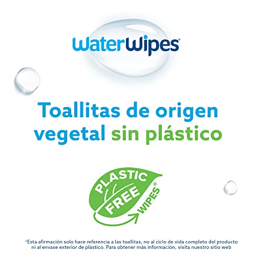 WaterWipes Toallitas húmedas Originales para Bebés, Sin Plástico, 1080 unidades (Paquete de 18), 99,9% Base de Agua, y Sin Perfume para Pieles Sensibles
