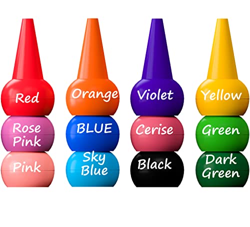 WATSABRO Crayones para Niños Pequeños, 12 Colores Pintura Crayones con Agarre de Palma para Bebés Crayones Pintura Lavable para Dedos Crayones No Tóxicos, Pinturas para Niños y Niñas