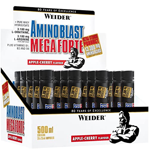 Weider Amino Blast Mega Forte 20 Ampollas de 25ml - 500 ml (20X25) Aminoacidos esenciales bebibles.