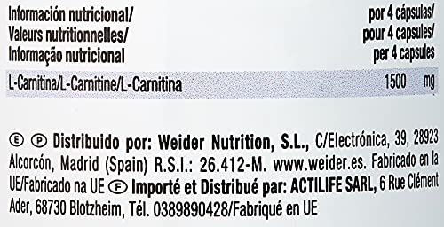 Weider L-Carnitine 1500 Caps Pack DUO (2x 100capsulas). Ayuda para el Control de Peso