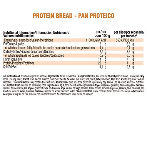 Weider Protein Bread Pan Proteico riquísimo con 11g de proteína, 1 paquete de 5 rebanadas