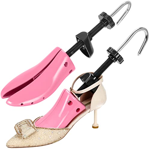 welsberg 2 ensanchadores de zapatos (1 par) para hombres, expansor de zapatos de 4 vías, pies anchos, horquilla de plástico para zapatos, tamaño intercambiable más ancho, EU 35-40, rosa