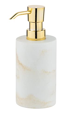 WENKO Dispensador de jabón Odos - Dispensador de jabón líquido, dispensador de detergente Capacidad: 0.29 l, Poliresina, 7 x 18 x 10 cm, Blanco