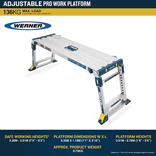 Werner 79023 Plataforma de trabajo ajustable Pro Work & Access, Plata, Talla única