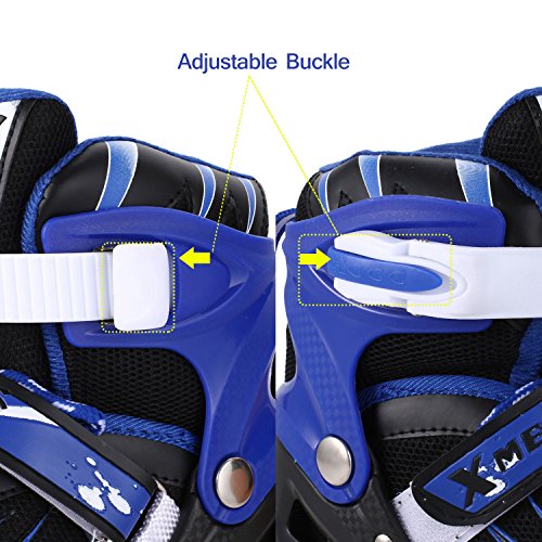 WeSkate Rollers Enfant Confortable Avec Roues Taille Ajustable Patins à Roulettes Filles et Garçons Taille S M L (Rose,Bleu)