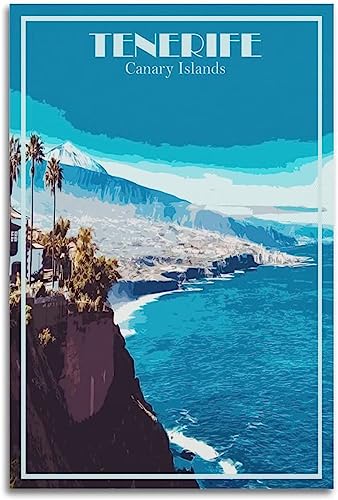 WEYUE Imprimir en lienzo Póster de viaje Vintage de las Islas Canarias TENERIFE, arte de pared, Mural, lienzo, decoración de habitación, carteles de pintura Sin marco 30x45cm