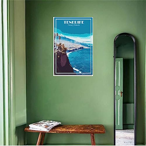 WEYUE Imprimir en lienzo Póster de viaje Vintage de las Islas Canarias TENERIFE, arte de pared, Mural, lienzo, decoración de habitación, carteles de pintura Sin marco 30x45cm