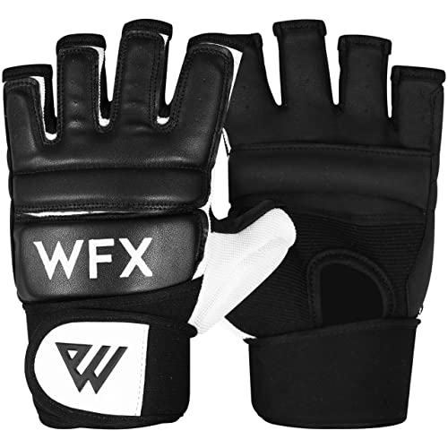 WFX Guantes de boxeo para artes marciales, lucha, muay thai (S, negro)
