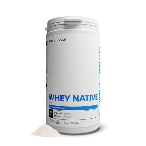 Whey Nativo 100% Puro | Proteína de Suero en Polvo • Baja en Lactosa • 80% de Proteínas • Creación muscular • Musculación/Fitness | Nutrimuscle | Aroma Natural Vainilla - 500 g