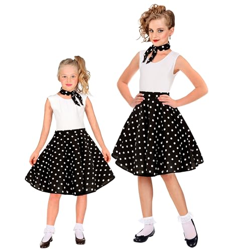 Widmann - Disfraces infantiles años 50, falda con pañuelo, rockabilly, rock 'n' roll, bailarina, disfraces de carnaval