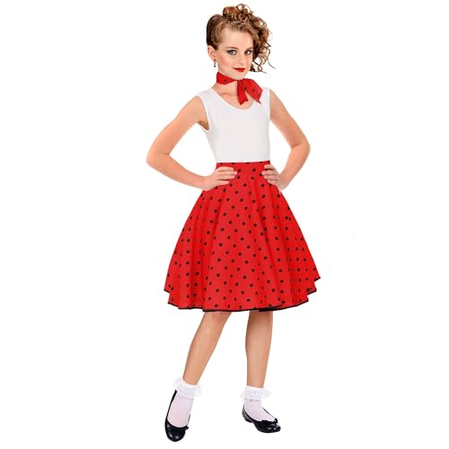 Widmann - Disfraces infantiles años 50, falda con pañuelo, rockabilly, rock 'n' roll, bailarina, disfraces de carnaval