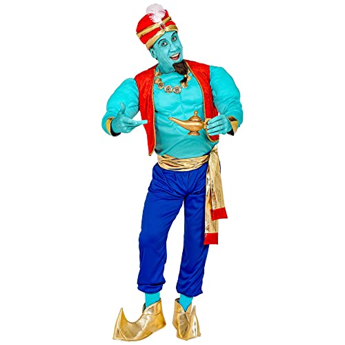 WIDMANN W WIDMANN-10233 – Disfraz de genio mágico camisa muscular, chaleco, pantalones, banda, cubrezapatos, turbante, fiesta temática, carnaval, multicolor, large (10233)