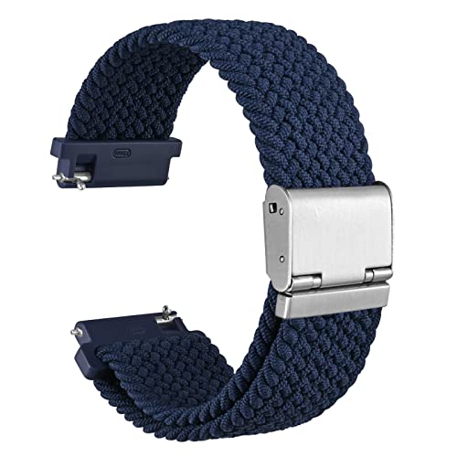 WOCCI 20mm Tejido Nylon Correa Reloj para Hombre y Mujer, Ajustable Hebilla Plateada (Azul)