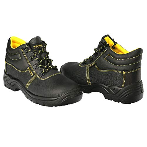 WOLFPACK LINEA PROFESIONAL - Botas Seguridad S3 Piel Negra Nº 42 Vestuario Laboral,calzado Seguridad, Botas Trabajo. (Par)