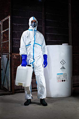 Wonder Grip OP-600L Opty - Guantes de proteccion quimicos para laboratorio y mecanico, segun EN 388/ EN 374-1, antideslizantes, resistentes a aceites industriales, hombre y mujer talla M/8 Azul