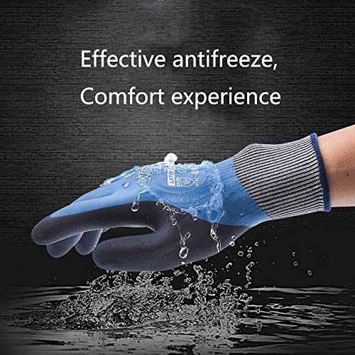 Wonder Grip WG-318 Aqua - Guante de trabajo Nylon y latex gloves, impermeables para un maximo agarre, hombre y mujer, jardineria talla M/ 8 azul con negro