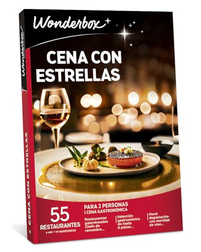 WONDERBOX - Caja Regalo - Cena con Estrellas - 1 Cena gastronómica para 2 Personas a Elegir Entre 55 restaurantes - Ideas Regalo Hombre Mujer Pareja Original