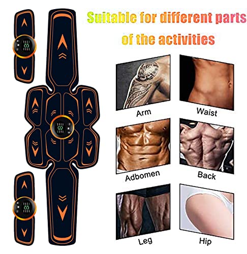 WUGEIN EMS - Estimulador muscular para entrenamiento de abdominales, 8 modos y 19 intensidades, cinturón abdominal portátil inalámbrico, abdominal, abdominal, abdominal, abdomen, brazos, piernas