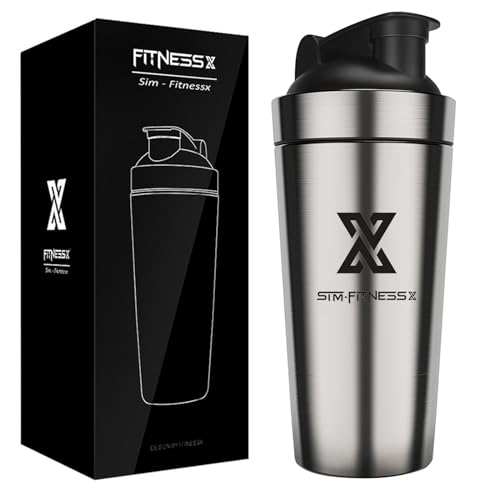 X SIM FITNESSX Sport Fitness Coctelera Proteínas Capacidad 700 ml, de Acero inoxidable