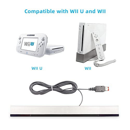 Xahpower Barra de Sensores para Wii, Barra de Sensor con Cable de Repuesto LED de Rayos Infrarrojos Compatible con Consola Nintendo Wii y Wii U con Soporte Transparente