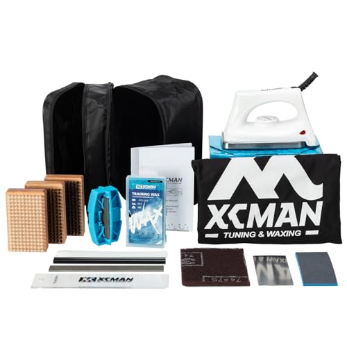 XCMAN Kit completo de afinación y encerado de esquí y snowboard con plancha encerada, cera de esquí, cepillo de cera, afinador de bordes, raspador de cera, PTEX