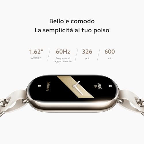 Xiaomi Mi Smart Band 8 - Pulsera de Actividad, Pantalla AMOLED de 60 Hz y 1,62’’, Monitorización de Frecuencia Cardíaca, 150+ Modos Deportivos, hasta 16 Días de Autonomía, Sueño, Estrés, Dorado