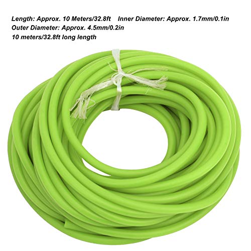 XINMYD Tubo de látex, Tubo de látex de 32,8 pies, Cuerda de Banda elástica, 1,7 mm de diámetro Interno/4,5 mm de diámetro Exterior para catapulta, Caza al Aire Libre, Fitness(Verde)