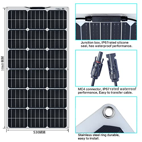 XINPUGUANG 200w Panel Solar Kit 2pcs 100W Flexible Fotovoltio Módulo Mono PERC 20A Controlador para autocaravana, barco, automóvil, caravana, carga de batería de 12v (200)