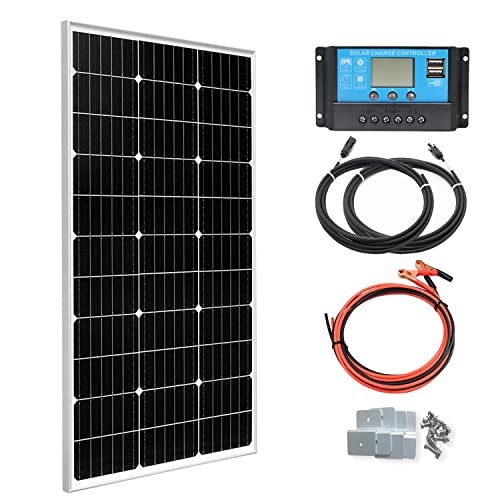 XINPUGUANG Kit Panel Solar 100w 12v 100 Watt Mono Fotovoltaica 18v Módulo 10A Regulador de carga para el barco, coche, autocaravana, casa, jardín, cobertizo