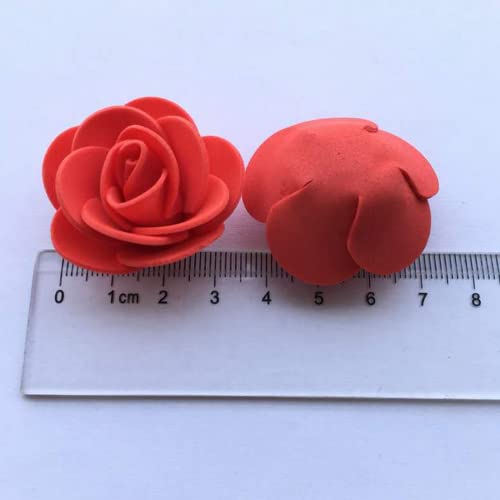 XIZHI Mini rosas artificiales, 100 unidades, 3,5 cm, cabeza de rosa de espuma roja para manualidades, accesorios, decoración del hogar y baby shower (rojo)