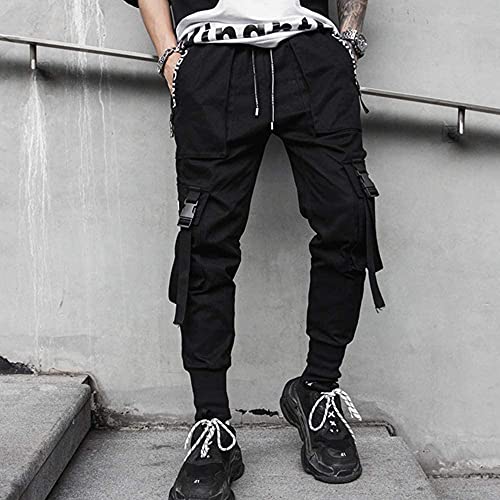 XYXIONGMAO Pantalones deportivos Techwear Hip Hop Harem para hombre, Negro -, Small