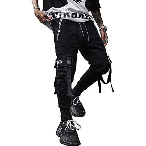 XYXIONGMAO Pantalones deportivos Techwear Hip Hop Harem para hombre, Negro -, Small