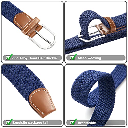 Yangbaga 2 Piezas Unisex Cinturón Elástico y Trenzado, Cinturón de Tejido Elástico para Hombres y Mujeres, 125cm