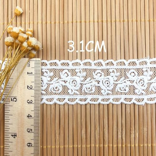 yardas/lote de adornos de tela de encaje blanco de 31 mm para vestidos de novia, decoración de costura bordada, materiales de embalaje al por mayor-blanco-31 mm