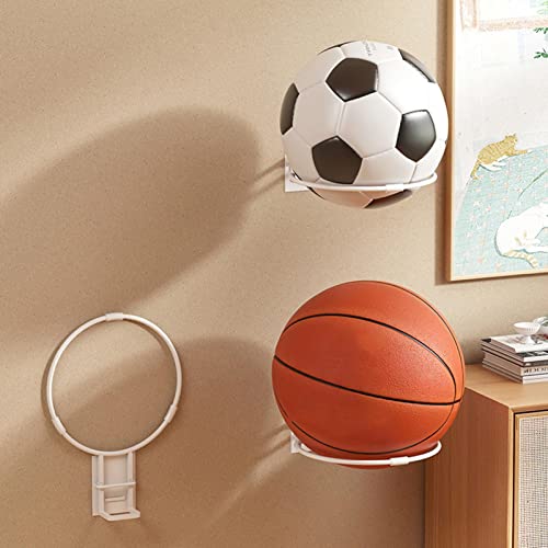 Yeeda Soporte de almacenamiento de bolas montado en la pared, soporte de pelota de deportes de acero al carbono, soporte de pared adhesivo para baloncesto, fútbol, voleibol ejercicio