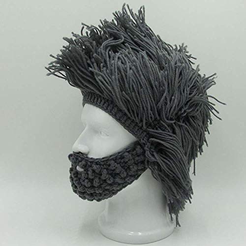 YEKEYI Gorro de lana con barba, diseño vikingo, tipo máscara, gracioso, gorro de invierno cálido, talla única