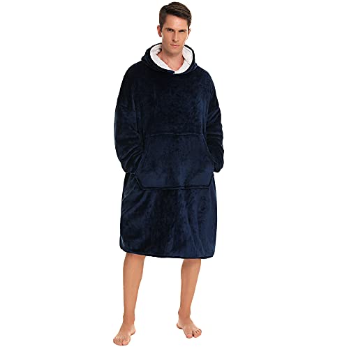 YEPLINS - Sudadera con capucha, manta con capucha, de franela, Blue-Mens, talla única además de su talla