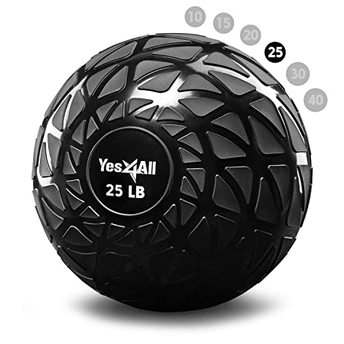Yes4All BW7V Dynamic Slam Balls 11.3 kg, Brillante, balón Medicinal Relleno de Arena, sin Rebote, Adecuado para Entrenamiento y Fuerza