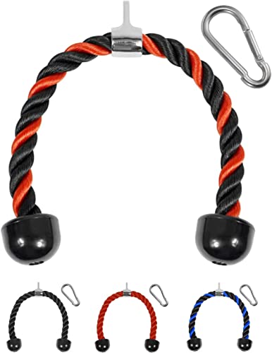 Yes4All UTZ9 - Cable de cuerda para tríceps, accesorio para máquina de ejercicio, cuerda extraíble de 27 pulgadas, longitud de la cuerda - rojo/negro
