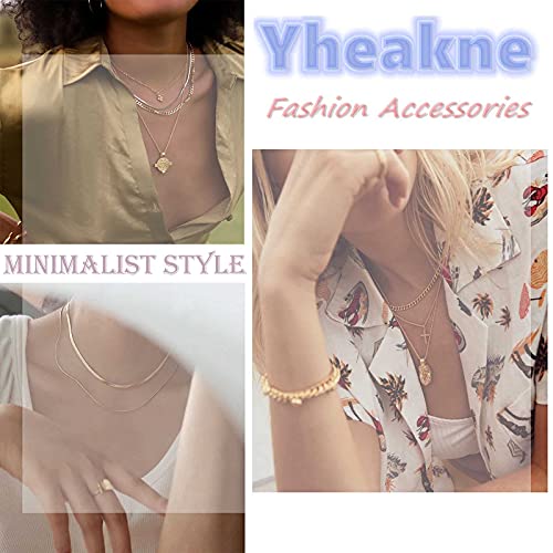 Yheakne Skinny Bar Y - Collar dorado con cadena larga, diseño geométrico Lariat, joyas para mujeres y niñas adolescentes