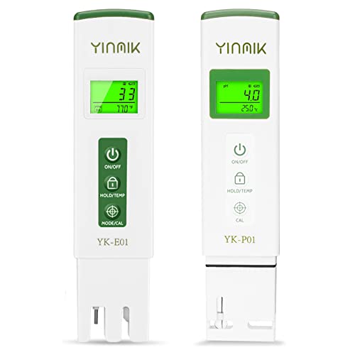 YINMIK Medidor pH y TDS Profesional, 4 en 1 medidor de pH Digital de Calidad del Agua, probador Multifuncional de pH TDS EC con función ATC, para Agua Potable, Piscina, Agua de casera, Agua RO