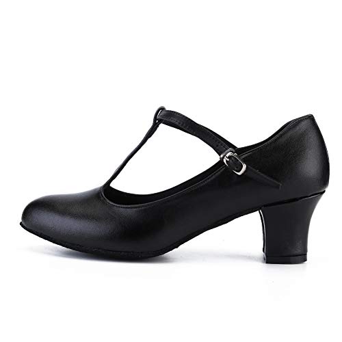 YKXLM Zapato de Baile Flamenco o sevillanas Tacon Bajo para Niña y Mujer Zapatos Baile Moderno de Salón Baile de Latino Beigego Salsa,727,Negro,EU 39