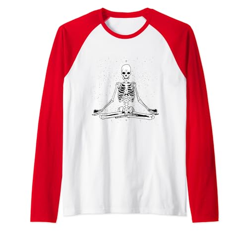 Yoga esqueleto meditación chakra diseño - tercer ojo despertar Camiseta Manga Raglan