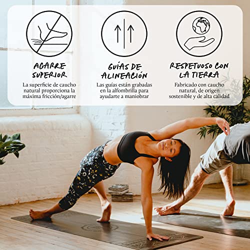 Yogi Bare PAWS -Esterilla de yoga de AGARRE SUPREMO Light 2mm - Caucho natural con guías para la correcta alineación del cuerpo