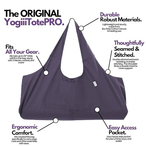 Yogiii Bolsa Yoga YogiiiTote Original | Bolsa Esterilla Yoga con Bolsillo Lateral | Bolsa Yoga para Esterilla y Accesorios