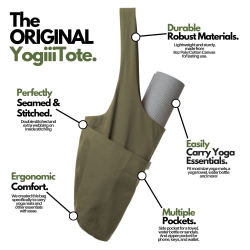 Yogiii Bolsa Yoga YogiiiTote Original | Bolsa Esterilla Yoga con Bolsillo Lateral | Bolsa Yoga para Esterilla y Accesorios